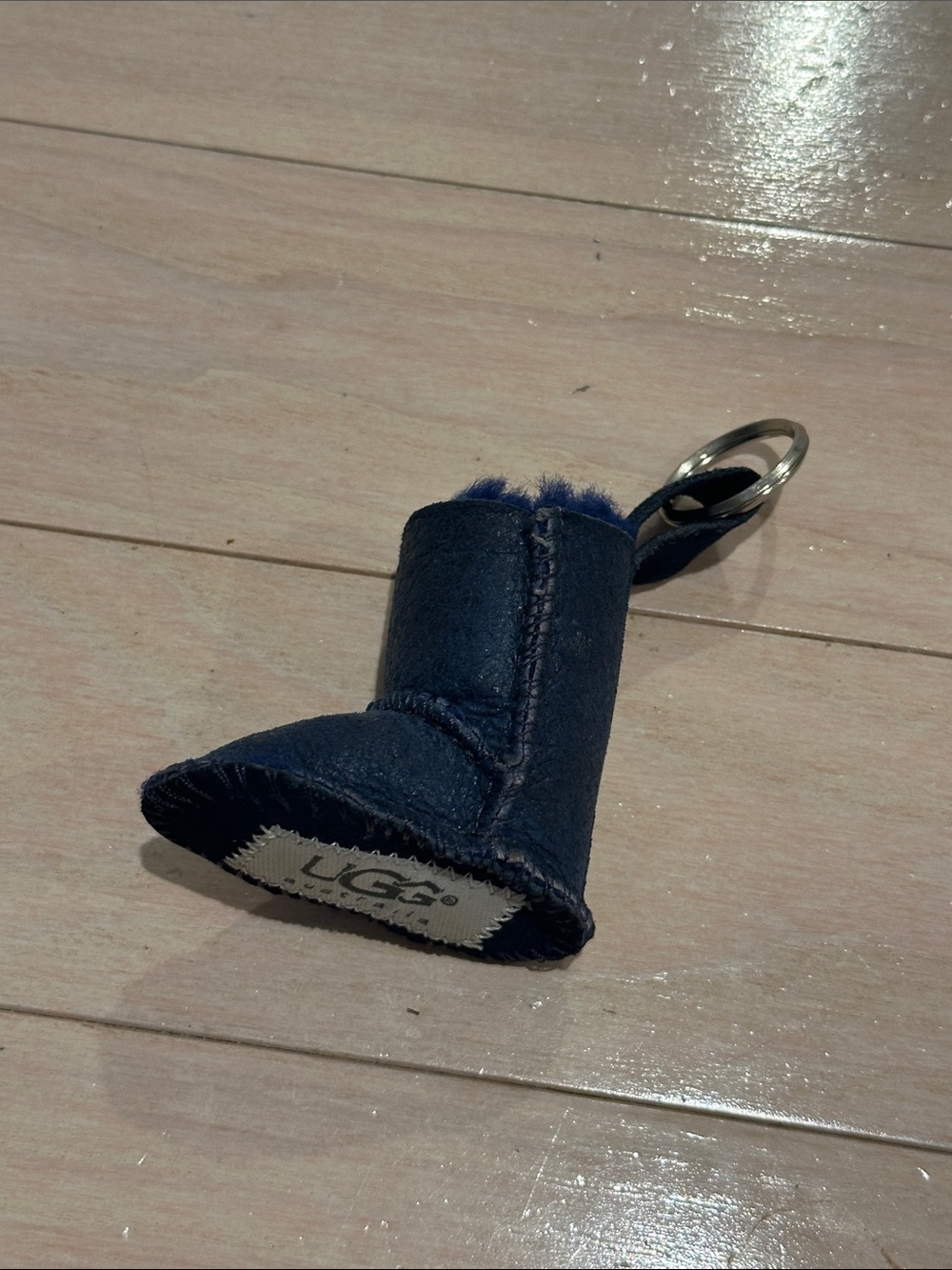 UGG Navy Mini Boot Key Holder with Shearling Trim